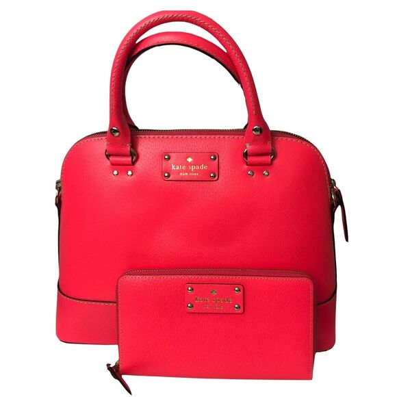 Kate Spade Bag Set Small Rachelle Neda Wellesley Zip Around Wallet Hot Rose Pink - Picture 1 of 10